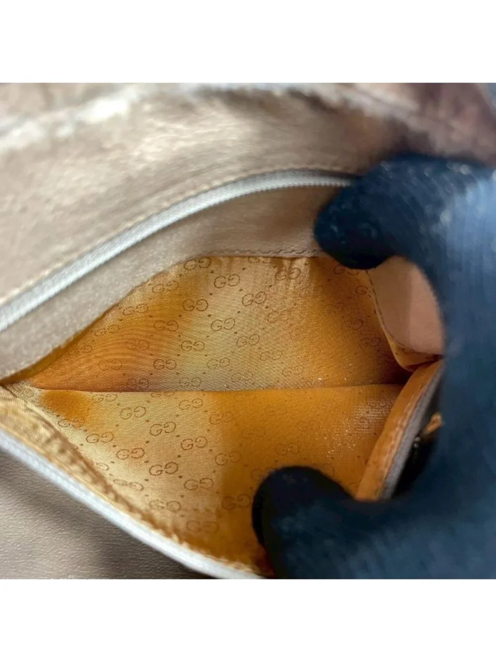 Gucci GG Shoulder Bag Brown Beige Leather Logo